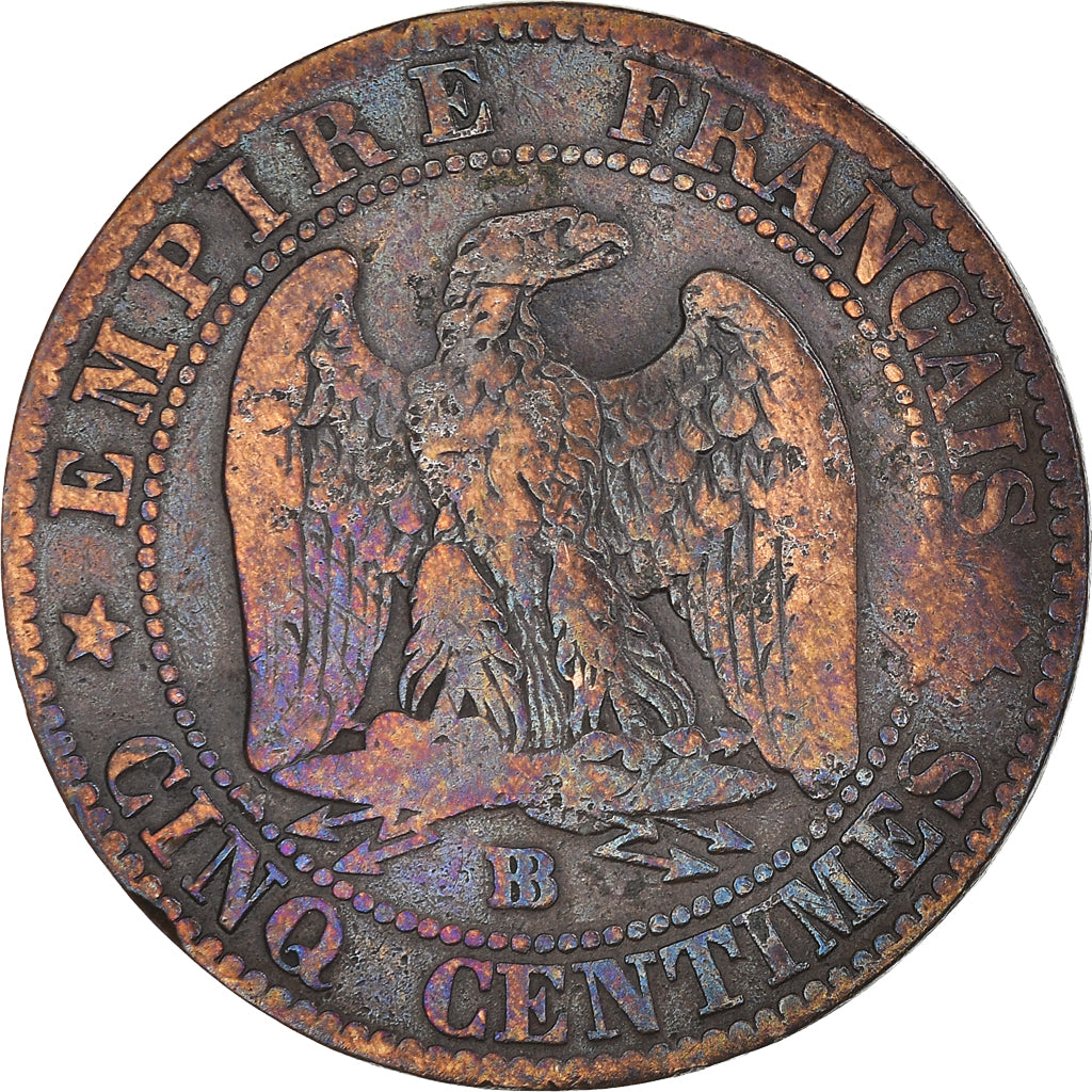 Moneda, Francia, Napoleon III, Napoléon III, 5 Centimes, 1854, Strasbourg, BC+