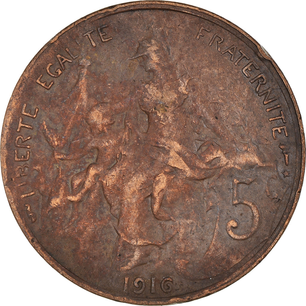 Munten, Frankrijk, Dupuis, 5 Centimes, 1916, Paris, ZF, Bronzen, KM:842