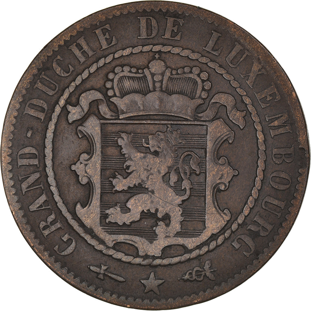 Coin, Luxembourg, William III, 10 Centimes, 1854, Utrecht, EF(40-45), Bronze