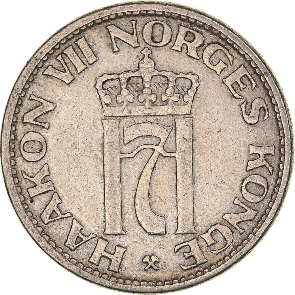 Moneda, Noruega, Haakon VII, 50 Öre, 1957, MBC, Cobre - níquel, KM:402