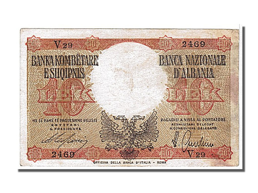 Albania, 10 Lek, 1940, KM #11, EF(40-45), V