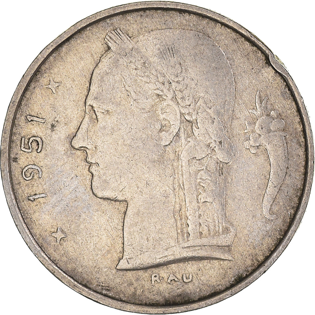 Moneta, Belgia, Franc, 1951, VF(20-25), Miedź-Nikiel, KM:142.1