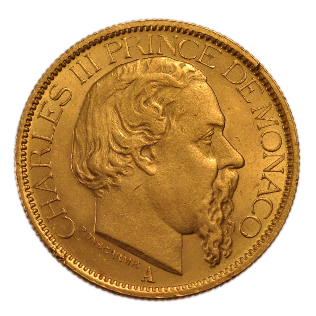 Monaco, 100 Francs, 1886, Paris, KM #99, AU(50-53), Gold, 32.38