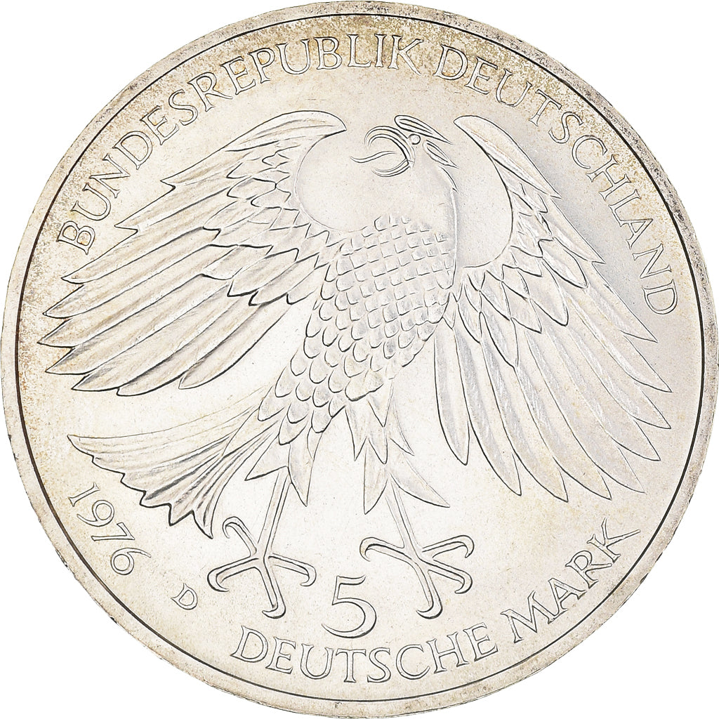 Münze, Bundesrepublik Deutschland, 5 Mark, 1976, Munich, Germany, VZ, Silber