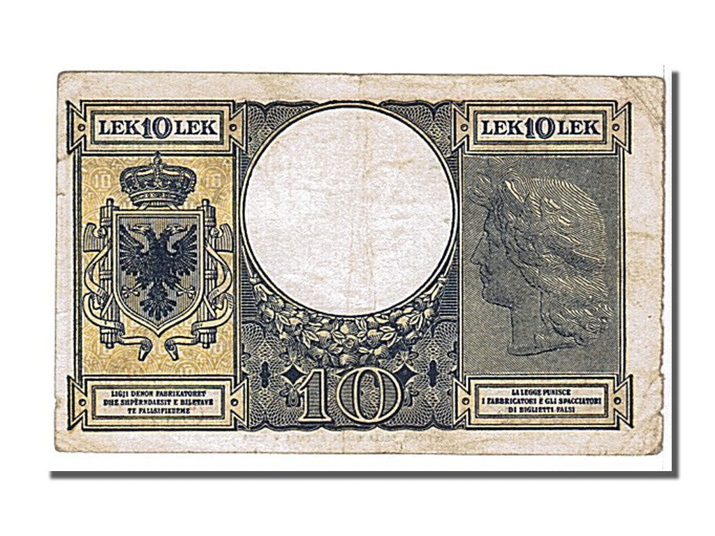 Billet, Albania, 10 Lek, 1940, TTB