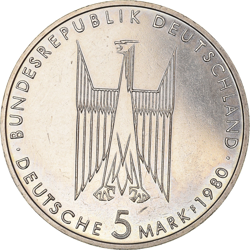 Moneda, ALEMANIA - REPÚBLICA FEDERAL, 5 Mark, 1980, Stuttgart, Germany, MBC