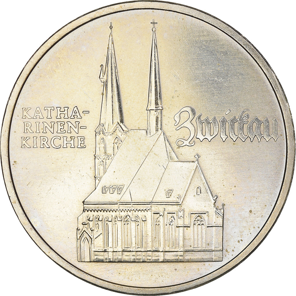 Coin, GERMAN-DEMOCRATIC REPUBLIC, Katharinen Kirche in Zwickau, 5 Mark, 1989