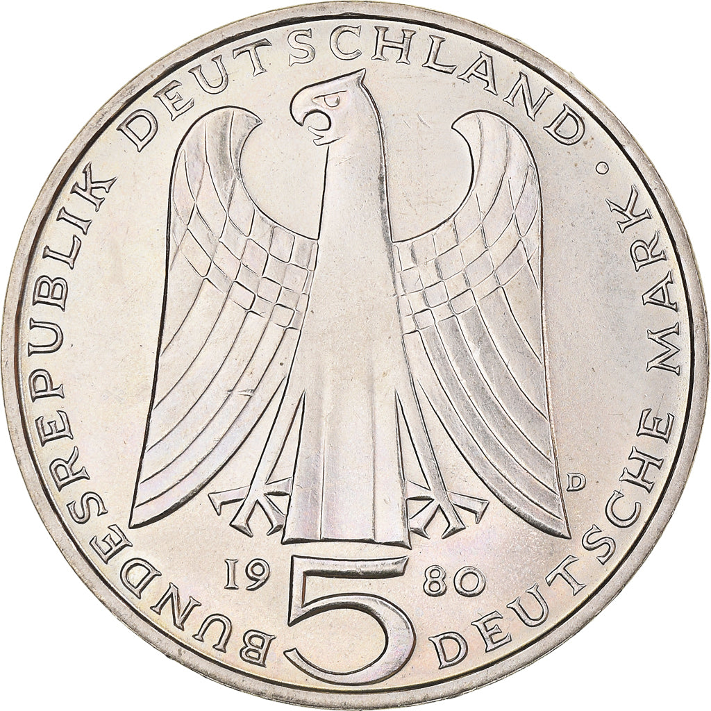 Coin, GERMANY - FEDERAL REPUBLIC, 5 Mark, 1980, Munich, Germany, MS(63)