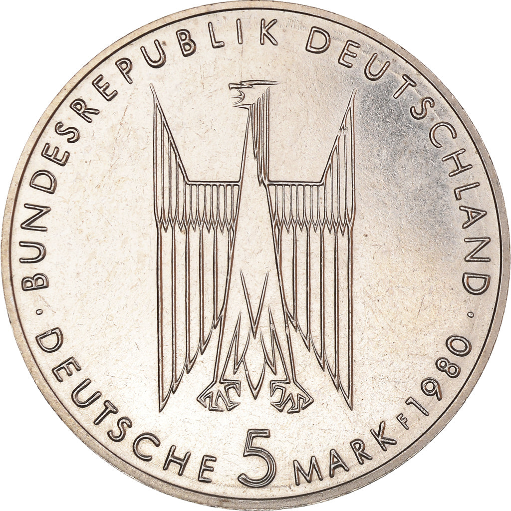 Moneta, GERMANIA - REPUBBLICA FEDERALE, 5 Mark, 1980, Stuttgart, Germany, BB