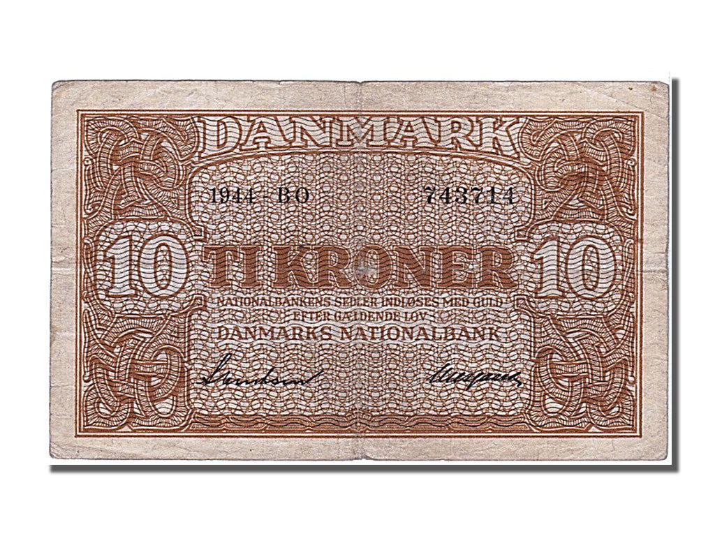 Denmark, 10 Kroner, 1944, KM #36a, AU(50-53), BO