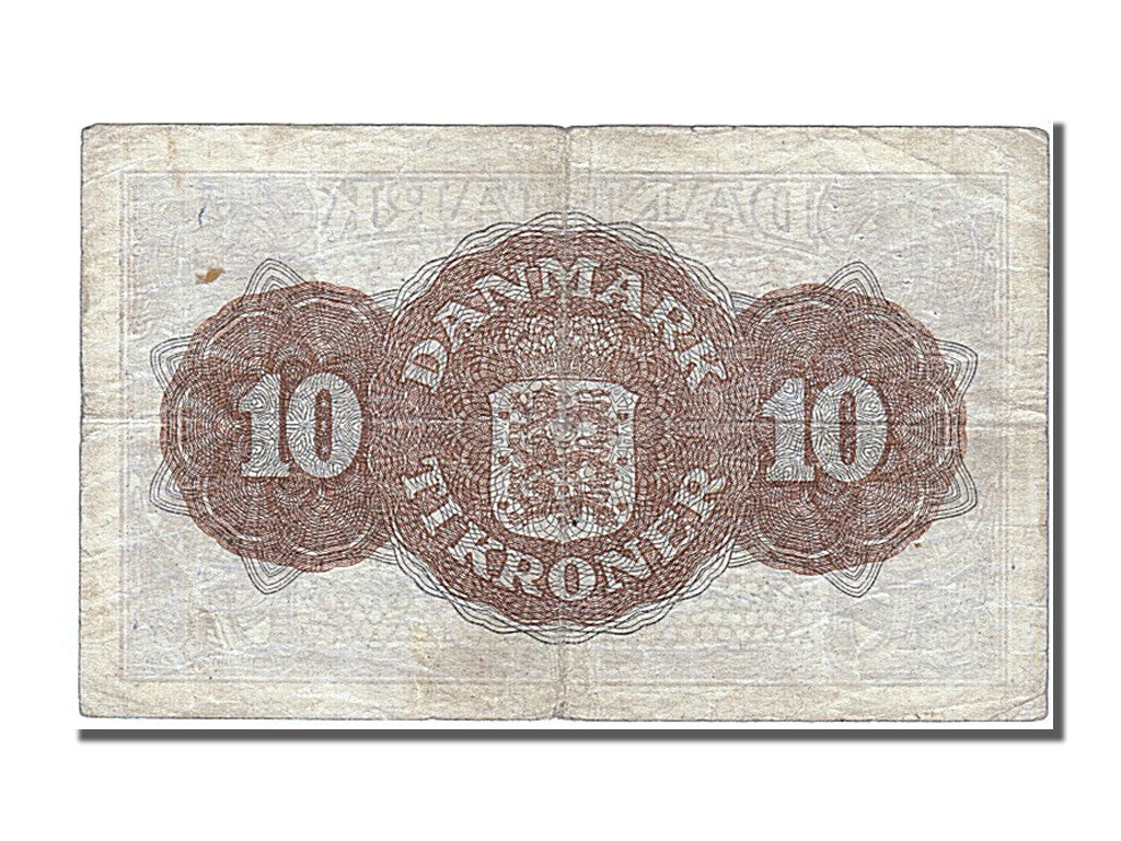 Denmark, 10 Kroner, 1944, KM #36a, AU(50-53), BO