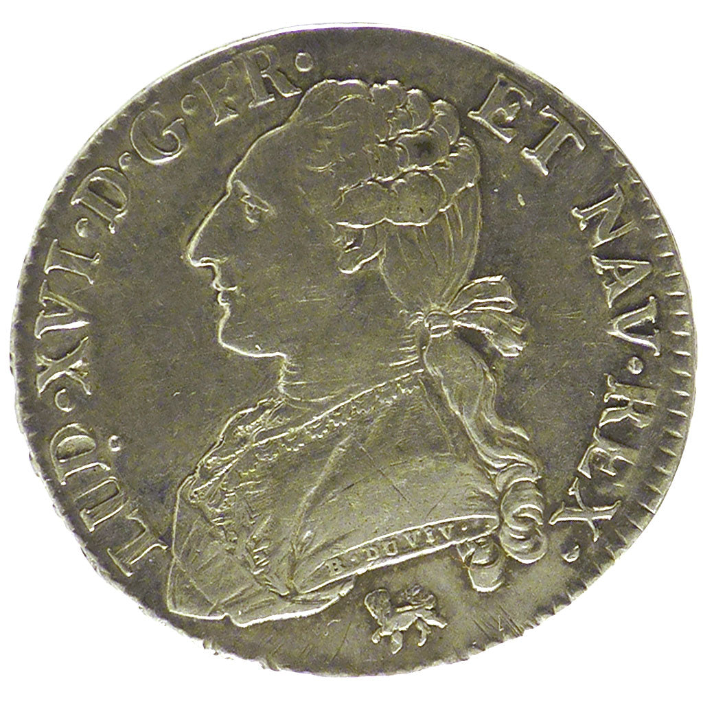 FRANCE, 1/2 Ecu, 1791, Paris, EF(40-45), Silver, Gadoury #355, 14.63
