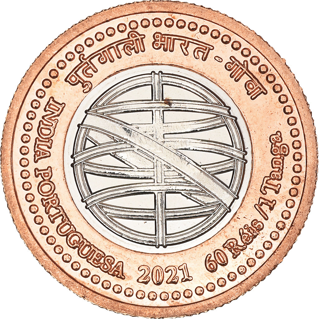 Coin, India, Pondichéry.goa, 60 réis/1 tanga, 2021, MS(63), Bi-Metallic