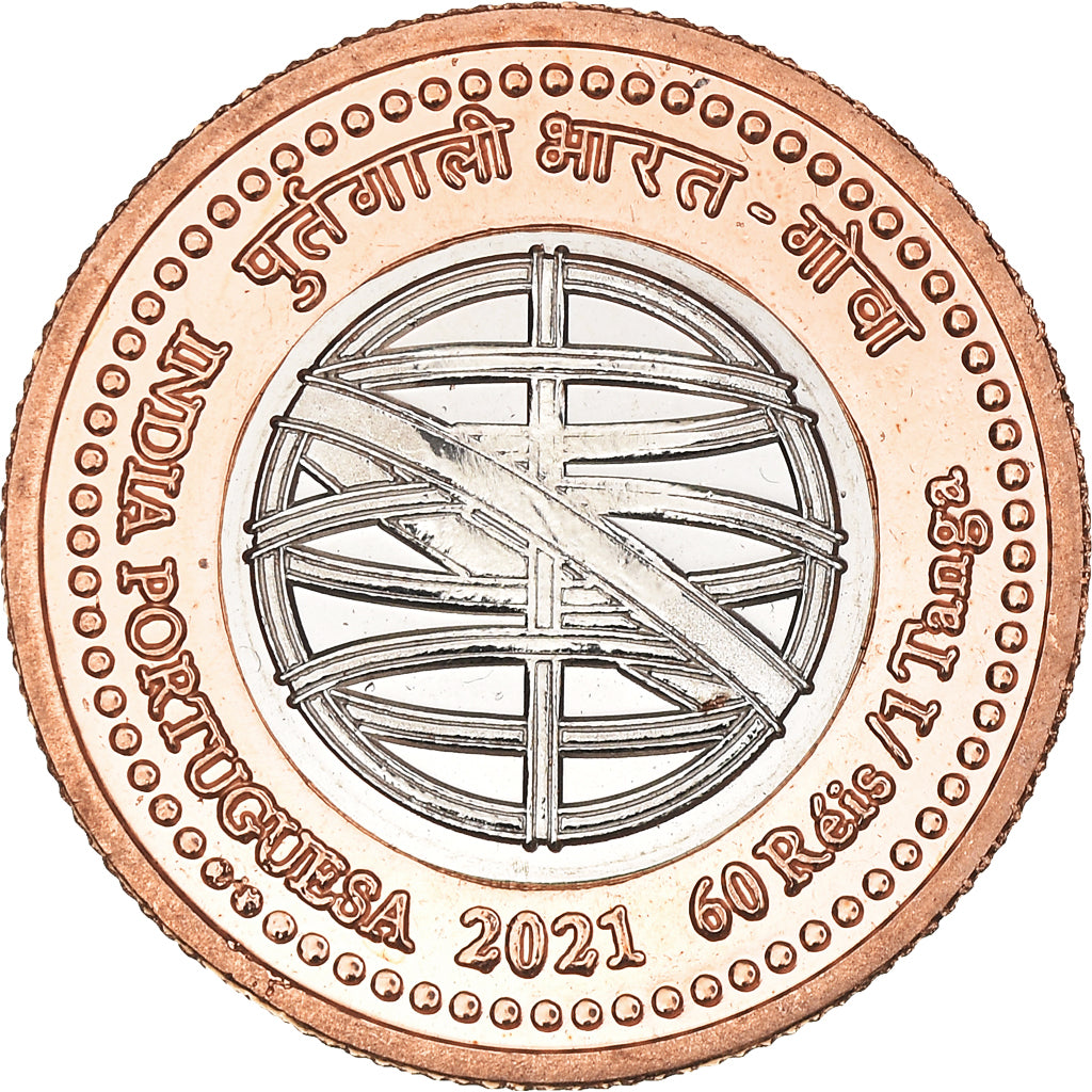 Moneta, India, Pondichéry.goa, 60 réis/1 tanga, 2021, SPL, Bi-metallico