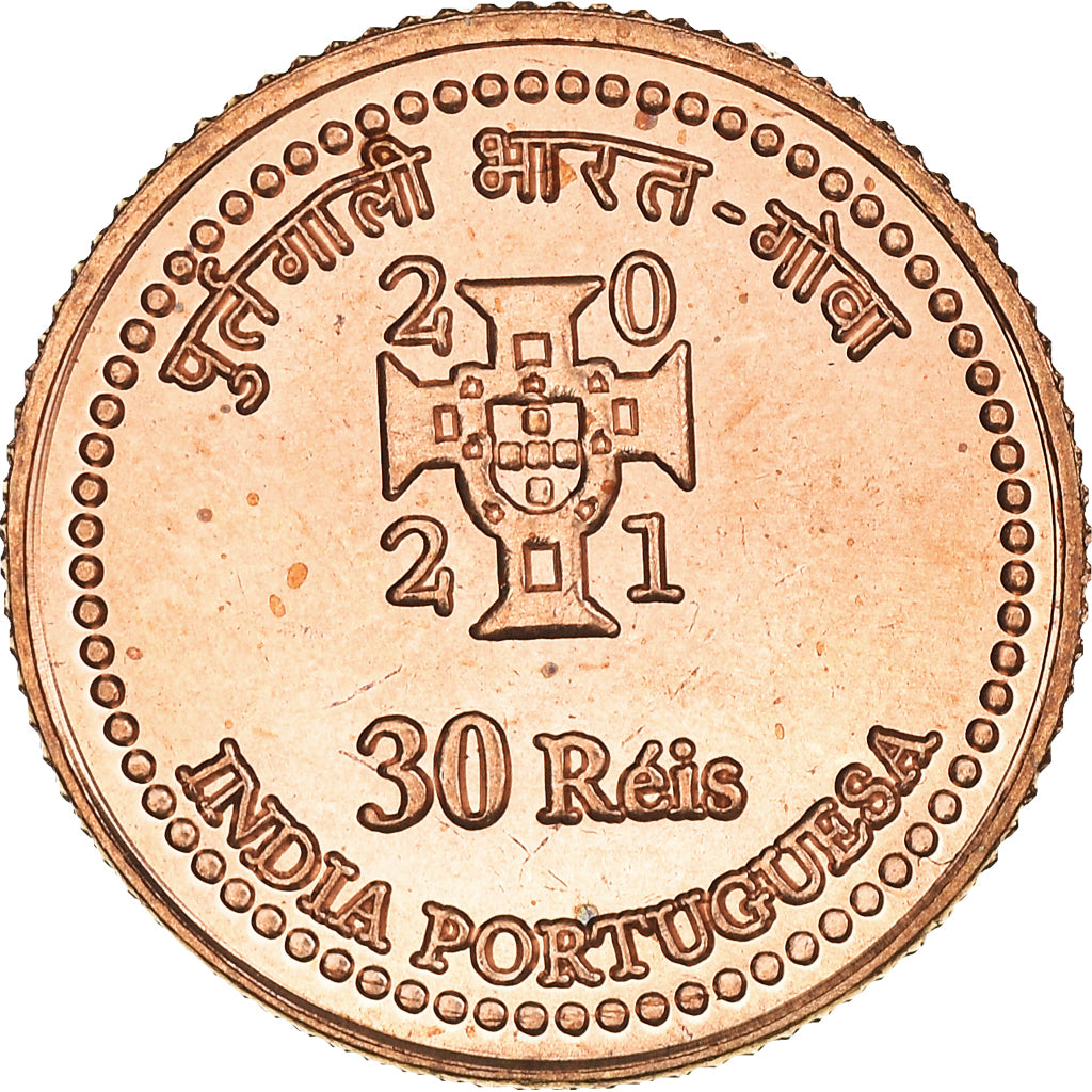 Moneta, INDIA - PORTOGHESE, 30 réis., 2021, SPL, Acciaio placcato rame, KM:New