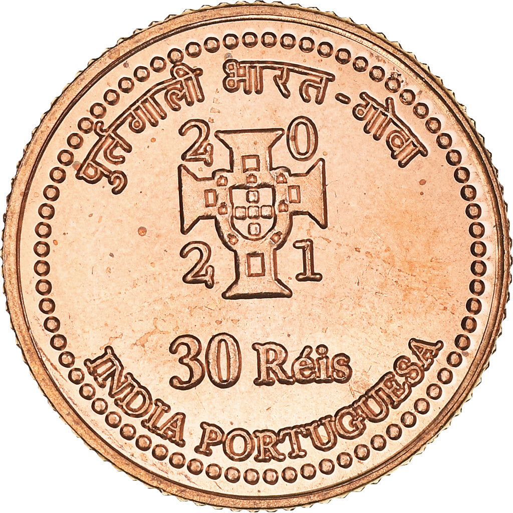 Coin, INDIA-PORTUGUESE, 30 réis., 2021, MS(63), Copper Plated Steel, KM:New