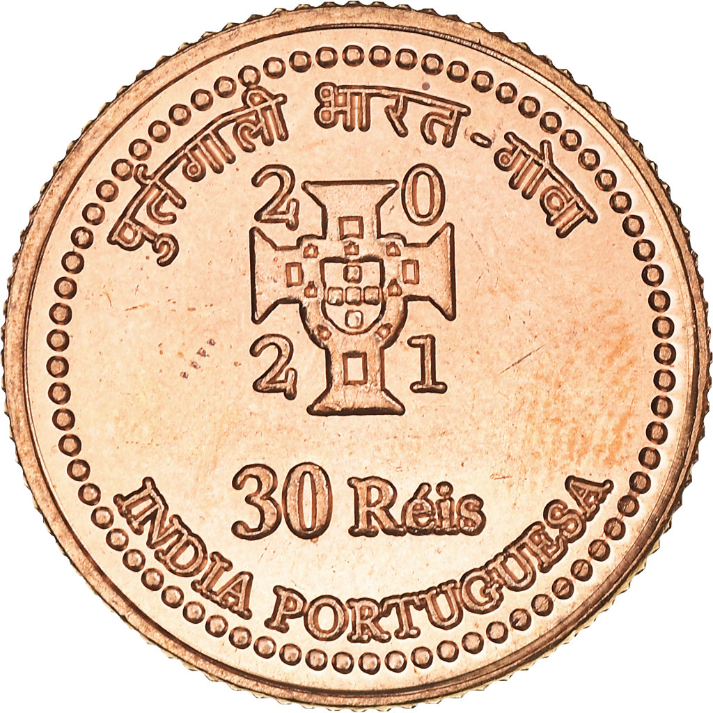 Coin, INDIA-PORTUGUESE, 30 réis., 2021, MS(63), Copper Plated Steel, KM:New