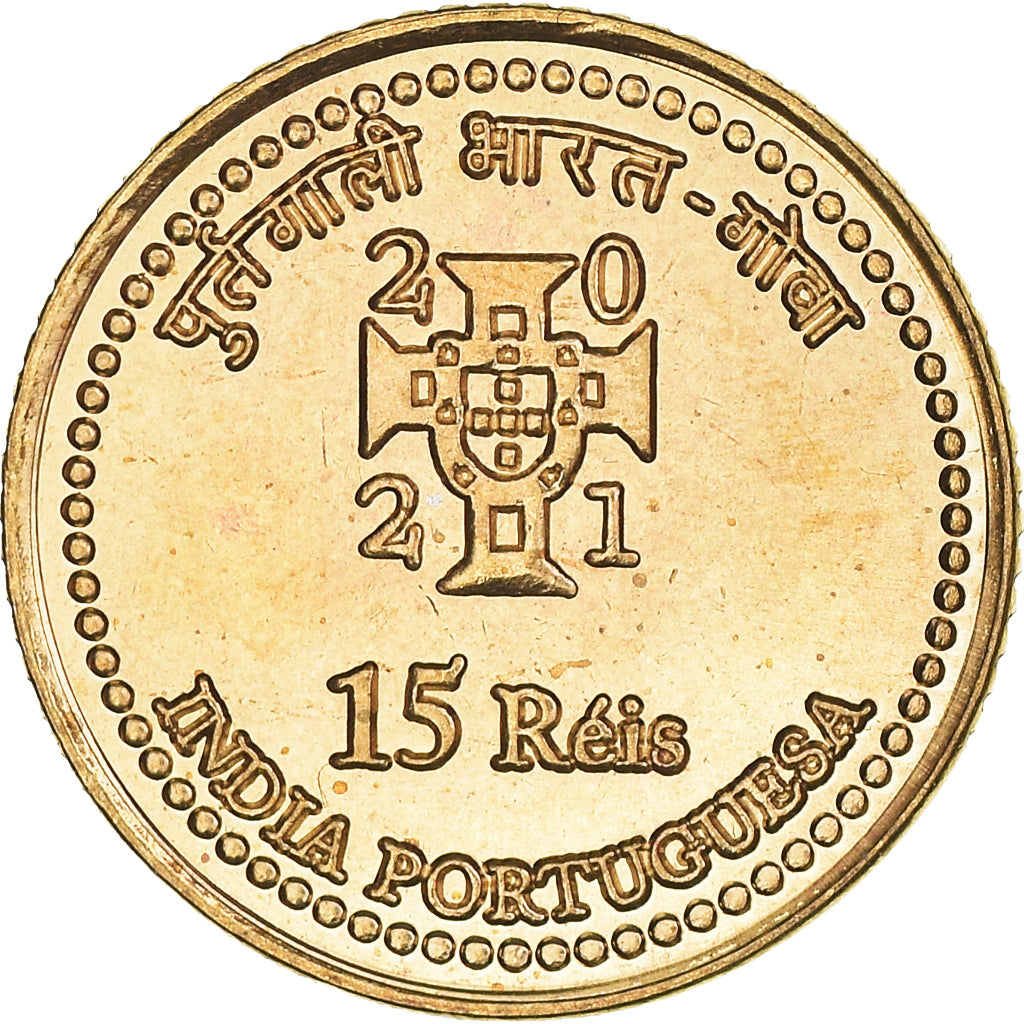 Coin, INDIA-PORTUGUESE, 15 Réis, 2021, MS(63), Brass, KM:New
