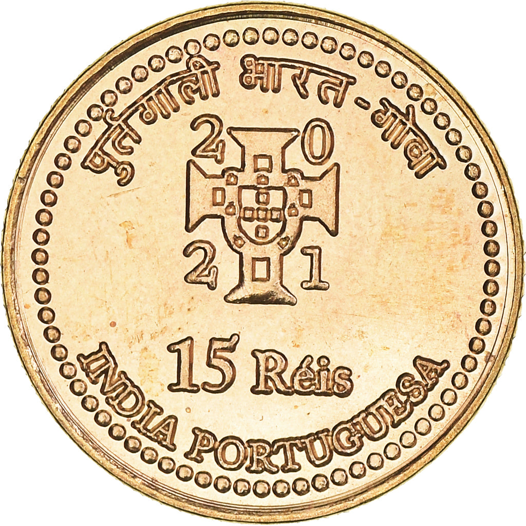 Coin, INDIA-PORTUGUESE, 15 Réis, 2021, MS(63), Brass, KM:New
