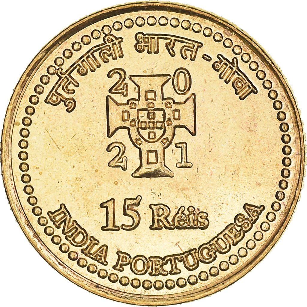 Coin, INDIA-PORTUGUESE, 15 Réis, 2021, MS(63), Brass, KM:New