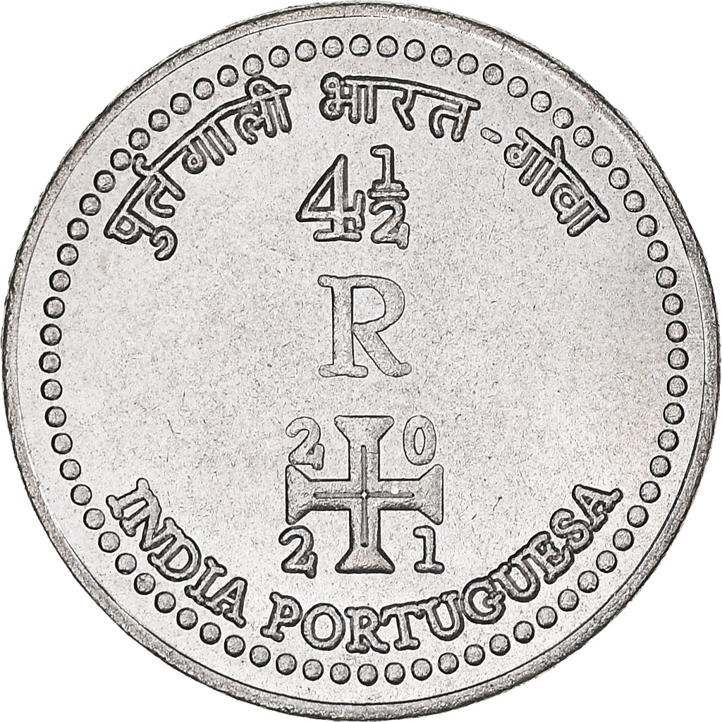 Moeda, ÍNDIA - PORTUGUESA, 4 1/2 réis, 2021, MS(63), Cobre-níquel, KM:New