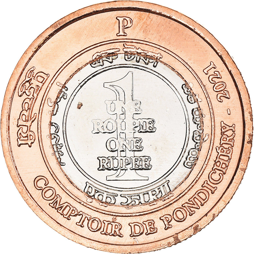 Coin, INDIA-FRENCH, Rupee, 2021, Pondichery, MS(63), Bi-Metallic, KM:New