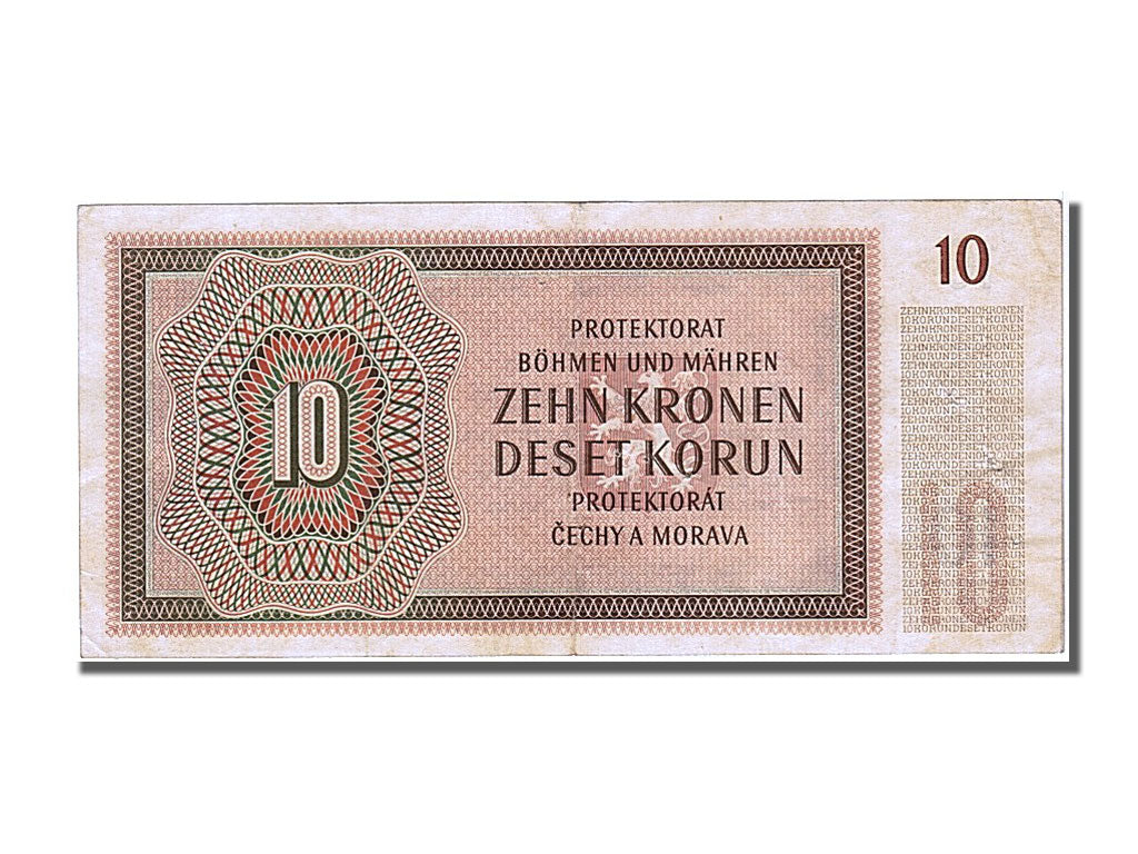 Bohemia and Moravia, 10 Korun, 1942, KM #8a, 1942-07-08, AU(50-53), S30N