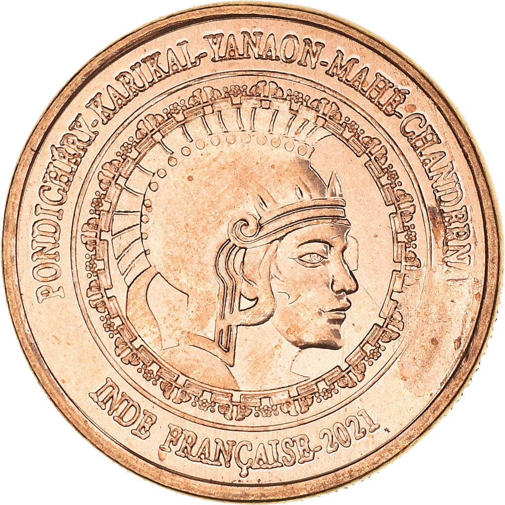 Monnaie, Inde française, 8 Annas, 2021, Pondichery, SPL, Cuivre plaqué acier