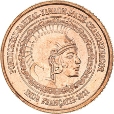 Moneda, INDIA FRANCESA, 8 Annas, 2021, Pondichery, SC, Cobre chapado en acero