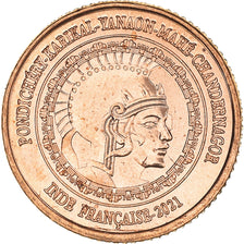 Moneta, INDIA - FRANCESE, 8 Annas, 2021, Pondichery, SPL, Acciaio placcato rame