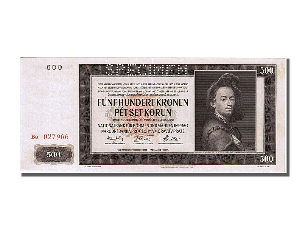 Banknote, Bohemia and Moravia, 500 Korun, 1942, 1942-02-24, UNC(65-70)