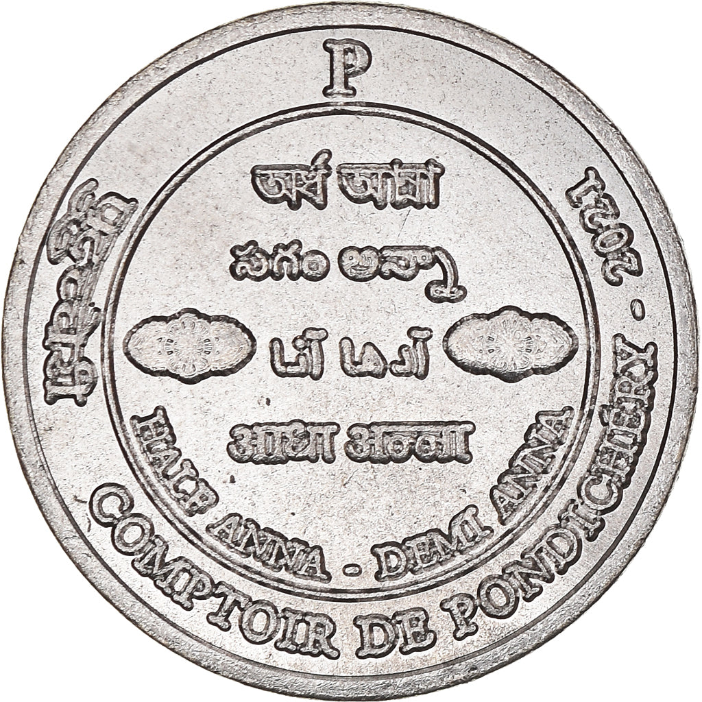 Munten, INDIA-FRANS, 1/2 Anna, 2021, Pondichery, UNC-, Cupro-nikkel, KM:New
