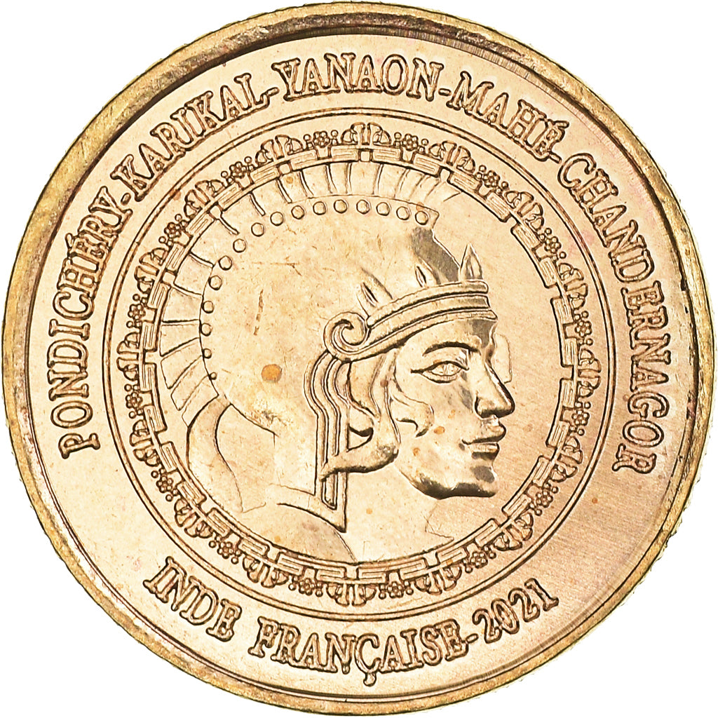 Münze, INDIA-FRENCH, 4 Annas., 2021, Pondichery, UNZ, Messing, KM:New