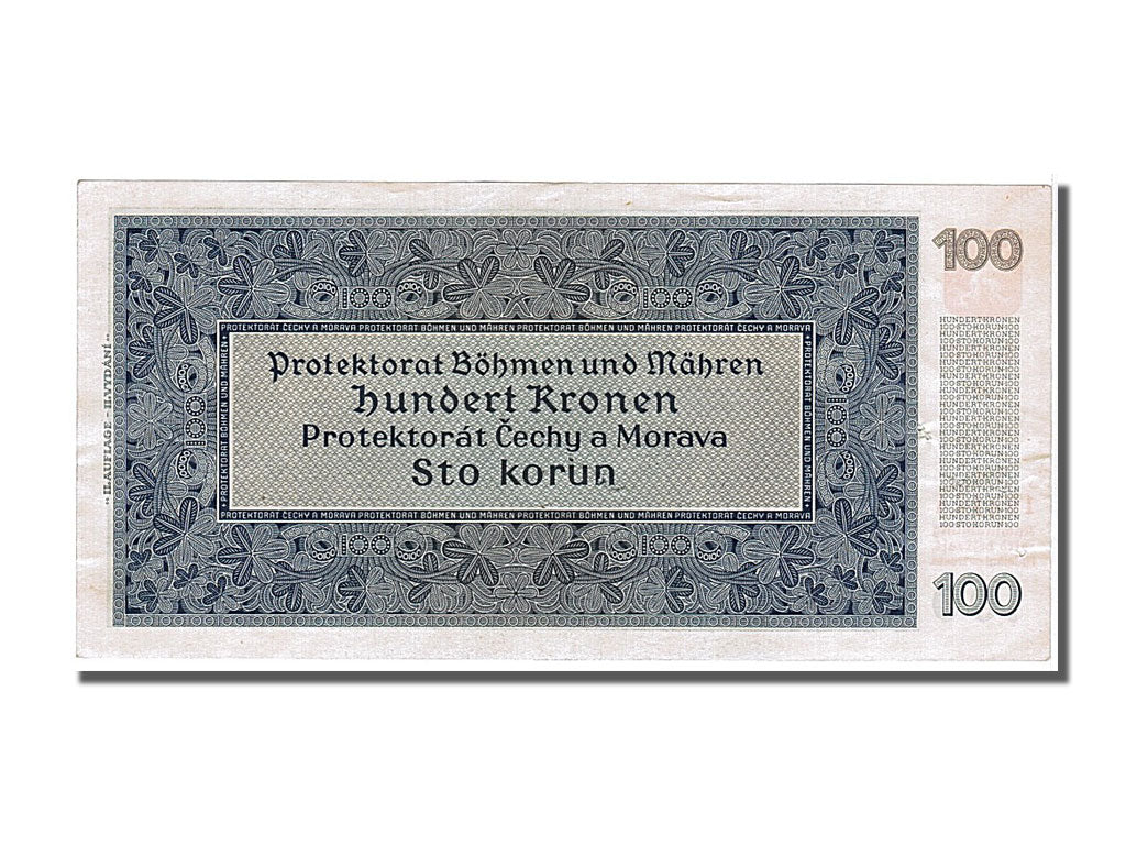 Bohemia and Moravia, 100 Korun, 1940, KM #7a, 1940-08-20, AU(50-53), S.01B