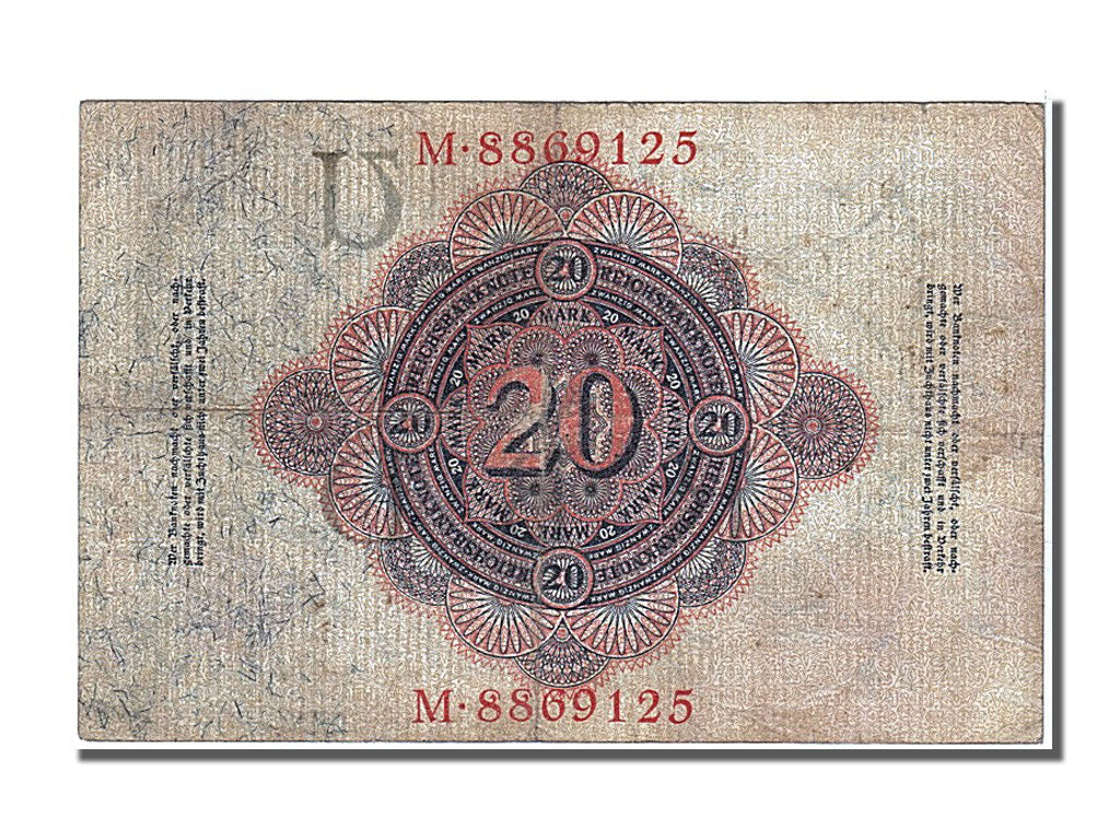 Banknote, Germany, 20 Mark, 1914, 1914-02-19, AU(50-53)