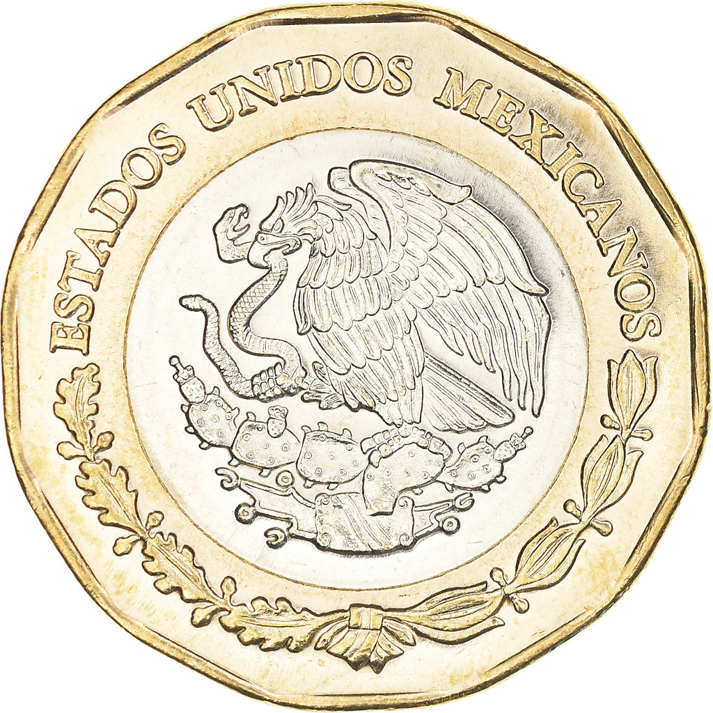 Coin, Mexico, Emiliano Zapata Salazar, 20 Pesos, 2019, MS(63), Bimétallique :