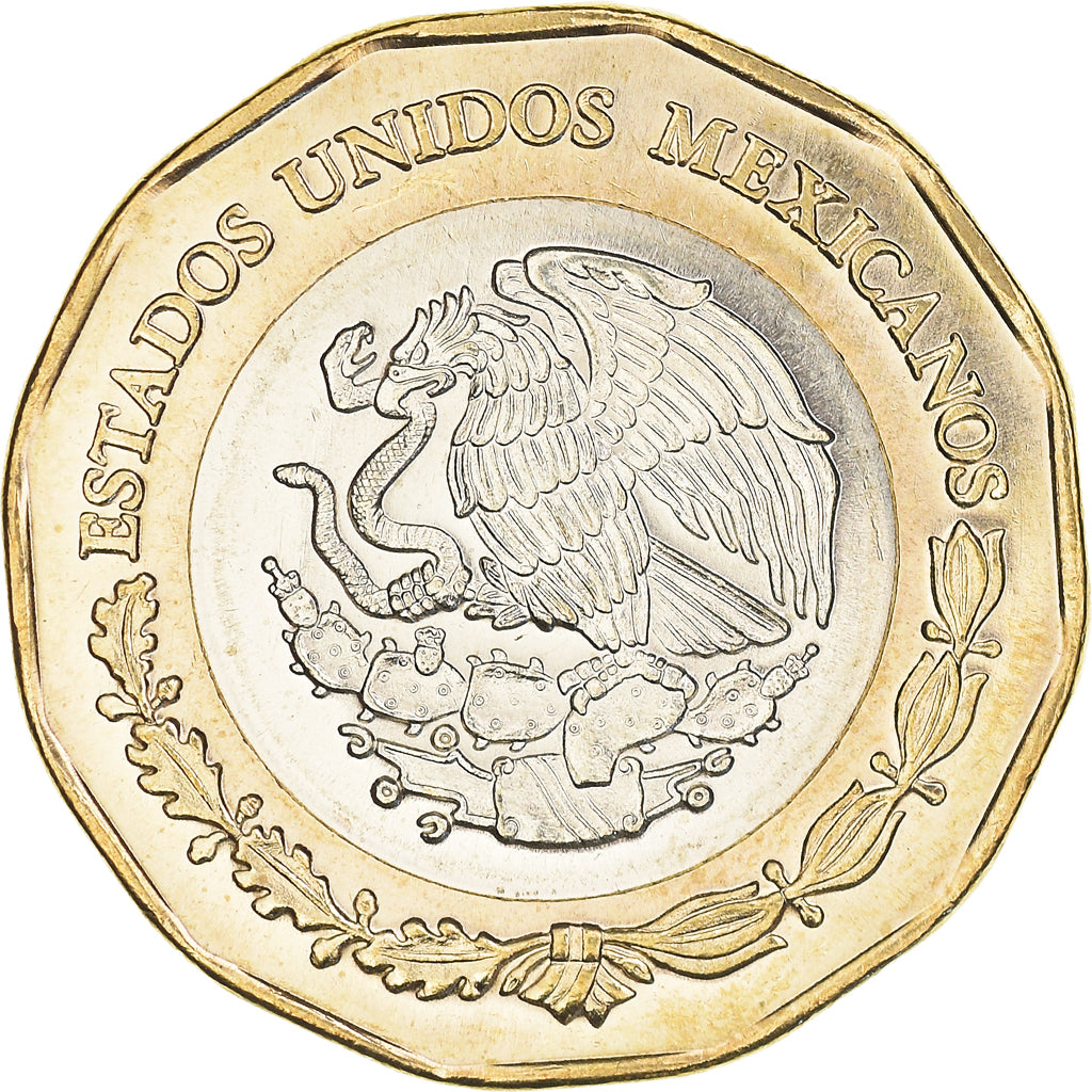 Coin, Mexico, Emiliano Zapata Salazar, 20 Pesos, 2019, MS(63), Bimétallique :
