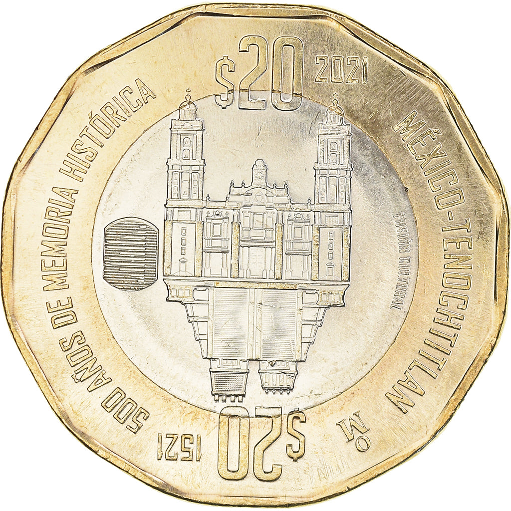 Moneda, México, Chute de Mexico-Tenochtitlan, 20 Pesos, 2021, SC, Bimétallique