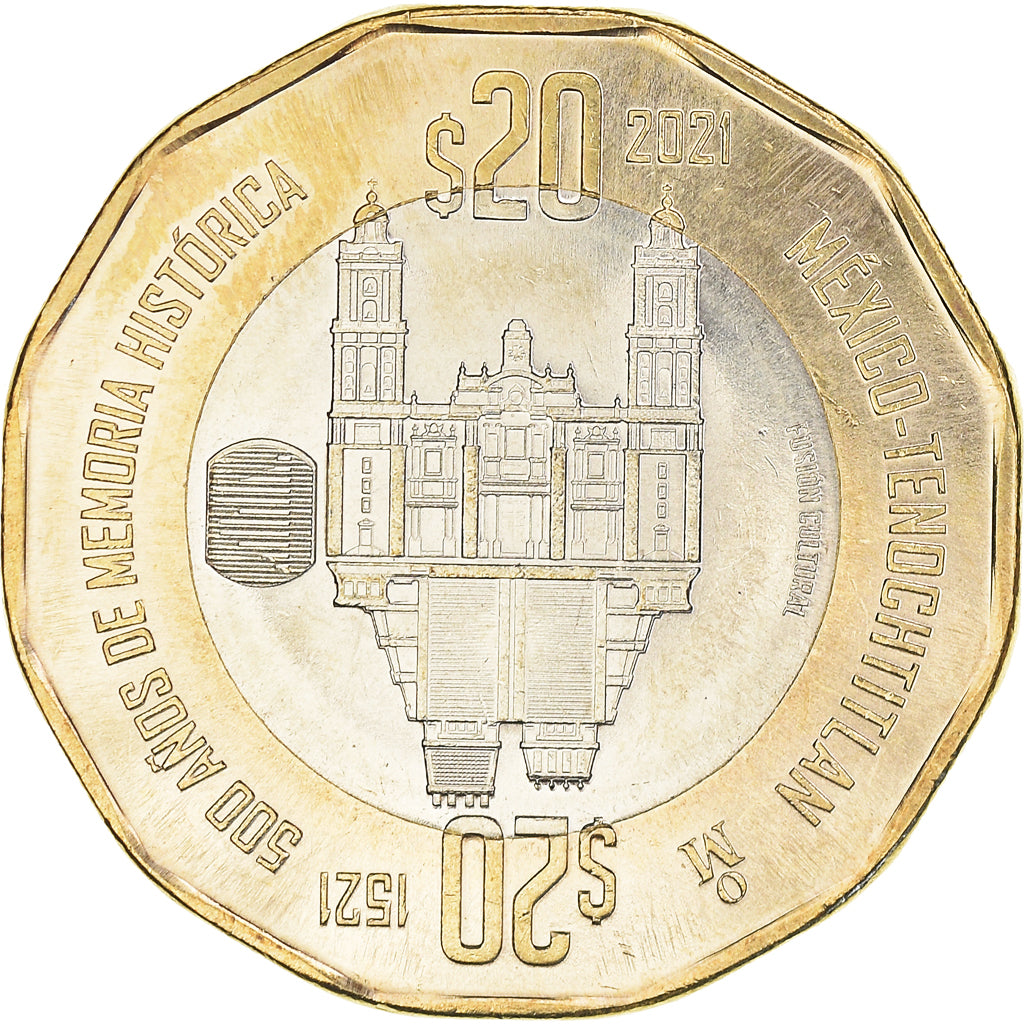 Coin, Mexico, Chute de Mexico-Tenochtitlan, 20 Pesos, 2021, MS(63)