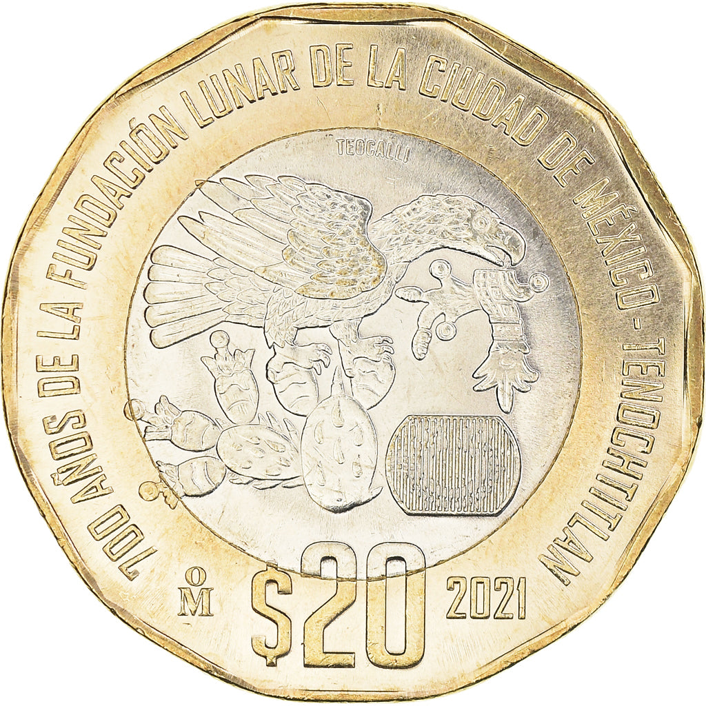 Coin, Mexico, Foundation of Mexico-Tenochtitlan, 20 Pesos, 2021, Mexico, MS(63)