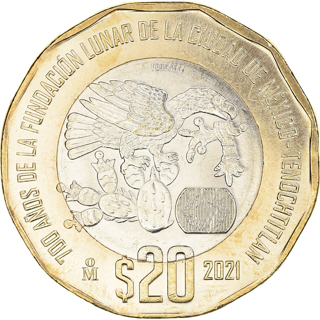Coin, Mexico, Foundation of Mexico-Tenochtitlan, 20 Pesos, 2021, Mexico, MS(63)