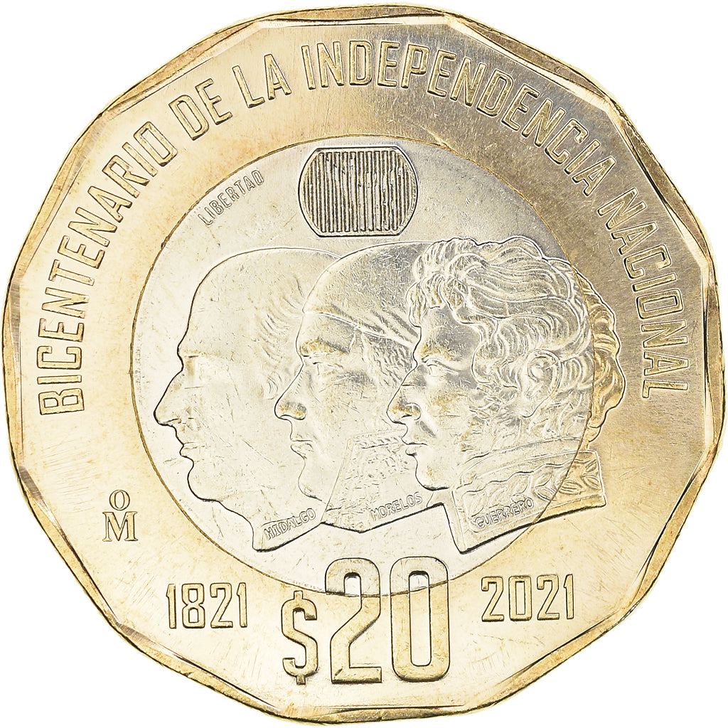 Monnaie, Mexique, Bicentenaire de l'indépendance de Mexico, 20 Pesos, 2021