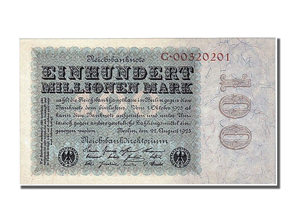 Germany, 100 Millionen Mark, 1923, KM #107f, 1923-08-22, UNC(65-70), C 00320201
