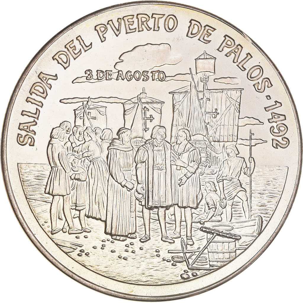 Spanien, Jeton, Salida del Puerto de Palos 1987 Entdeckung Amerika d Kolumbus