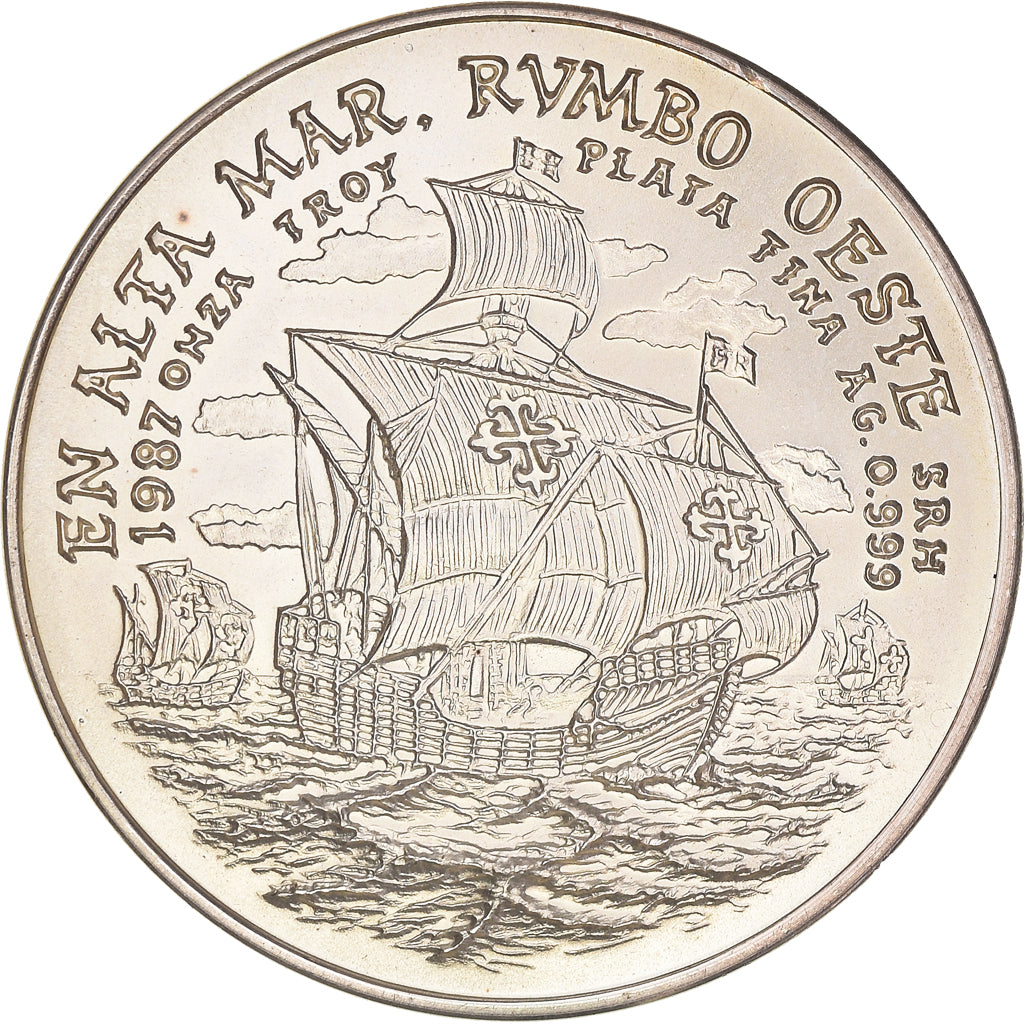 Spanien, Jeton, Salida del Puerto de Palos 1987 Entdeckung Amerika d Kolumbus