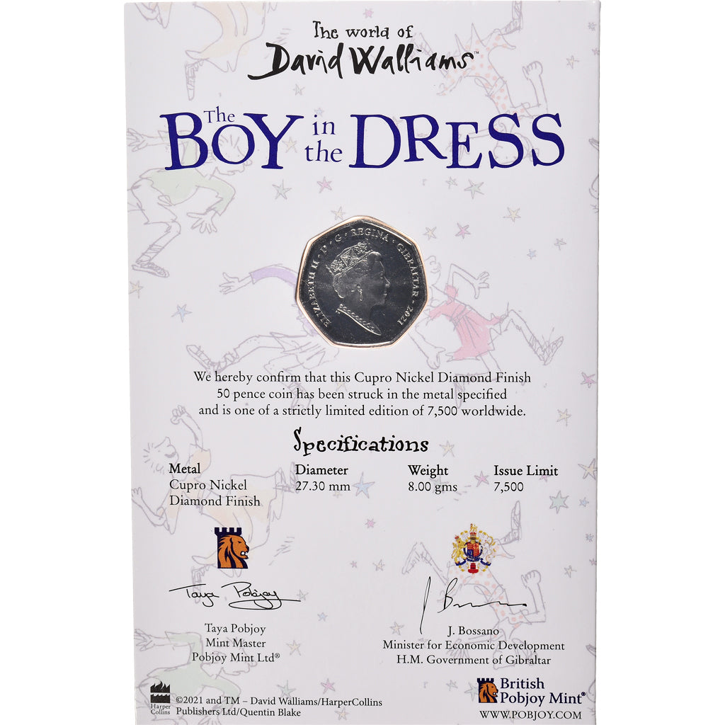 Coin, Gibraltar, The Boy in the Dress, 50 Pence, 2021, Pobjoy Mint, Colorized