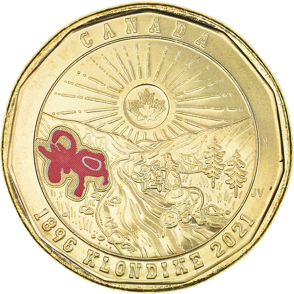 Coin, Canada, 125e anniversaire de la ruée vers l'or du Klondike, Dollar, 2021