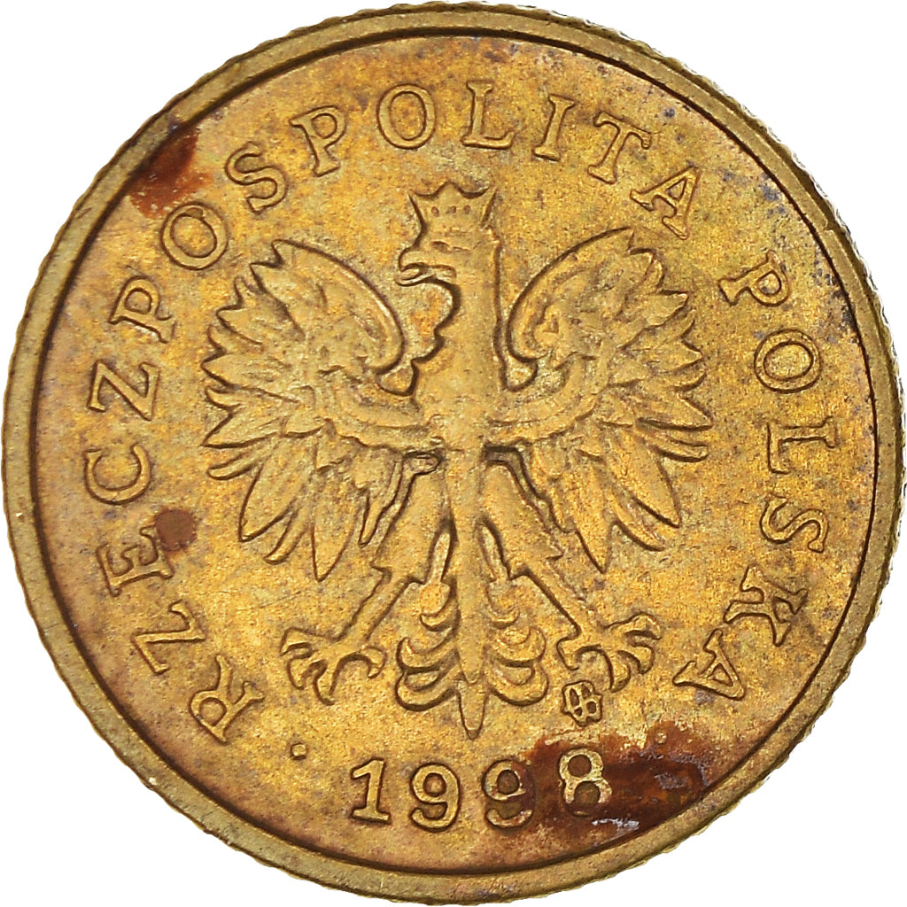 Münze, Polen, Grosz, 1998, Warsaw, S+, Messing, KM:276