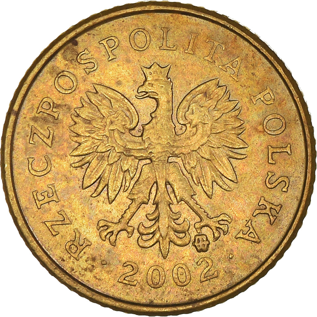 Münze, Polen, Grosz, 2002, Warsaw, S+, Messing, KM:276