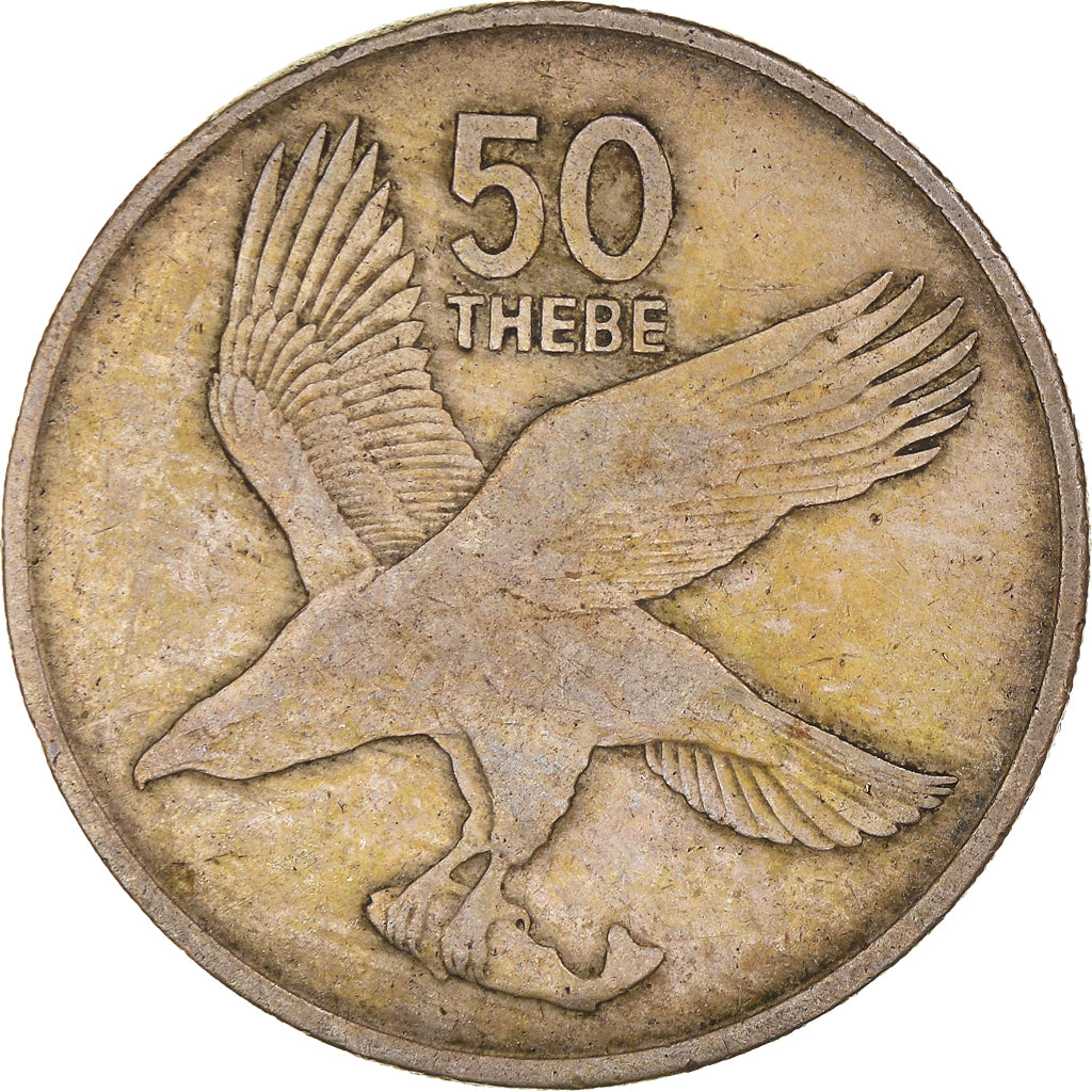 Coin, Botswana, 50 Thebe, 1976, British Royal Mint, EF(40-45), Copper-nickel